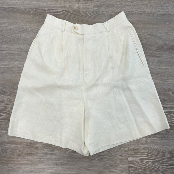 Vintage Daniel Hetcher Off White Linen Bermuda Shorts sz 6 - Picture 1 of 11